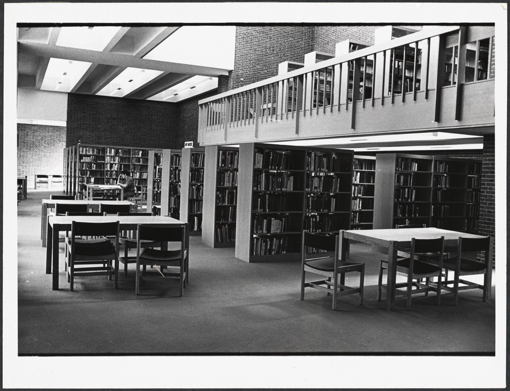 tables and library stacks at Coolidge Corner branch library