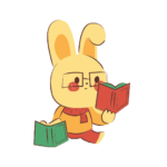 child-like rabbit reading a book