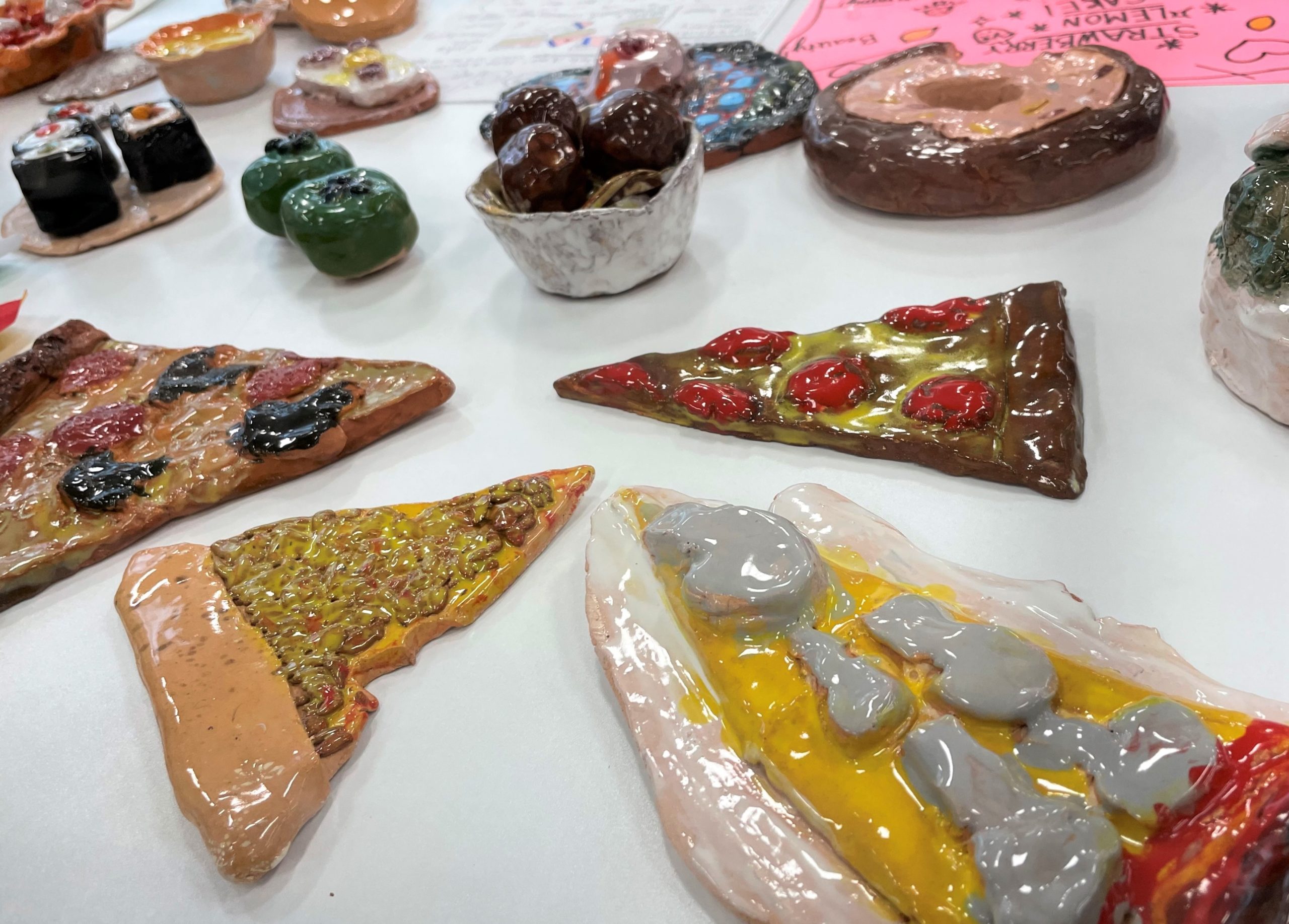 pottery, pizza and other foods