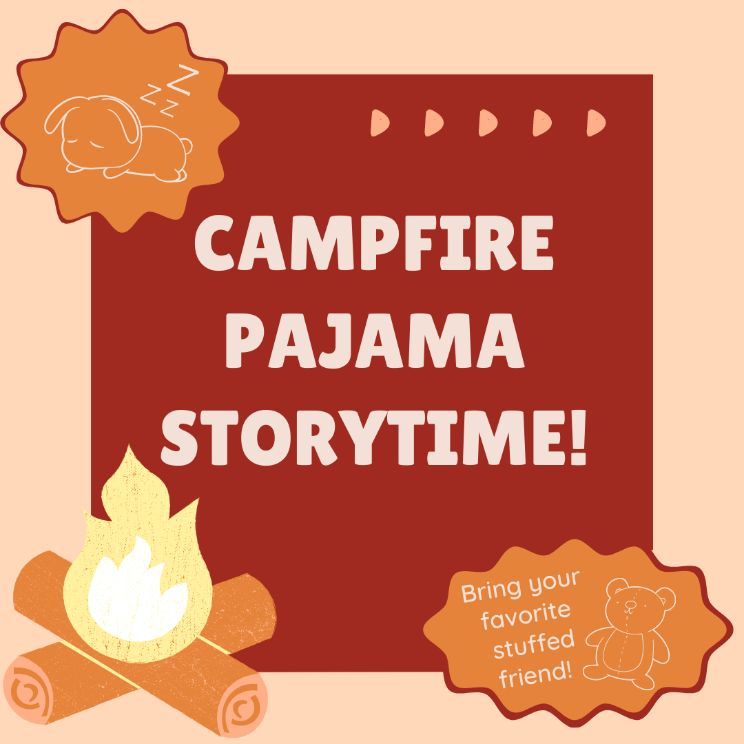 campfire pajama storytime with fire icon