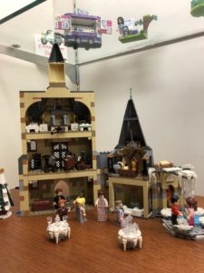 LEGO sculpture of tower at Hogwarts