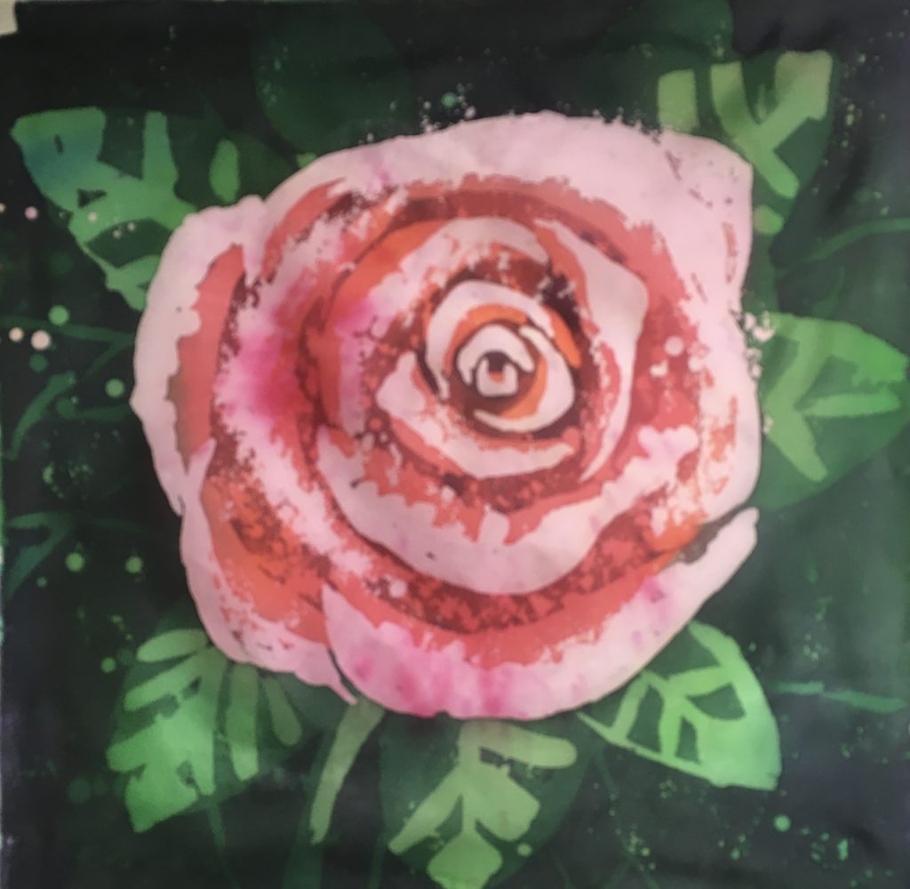 painting of pink rose