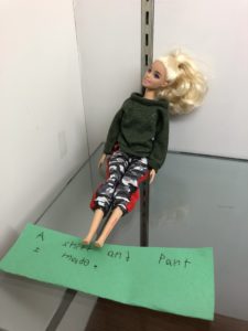 Barbie with homemade shirt and pants