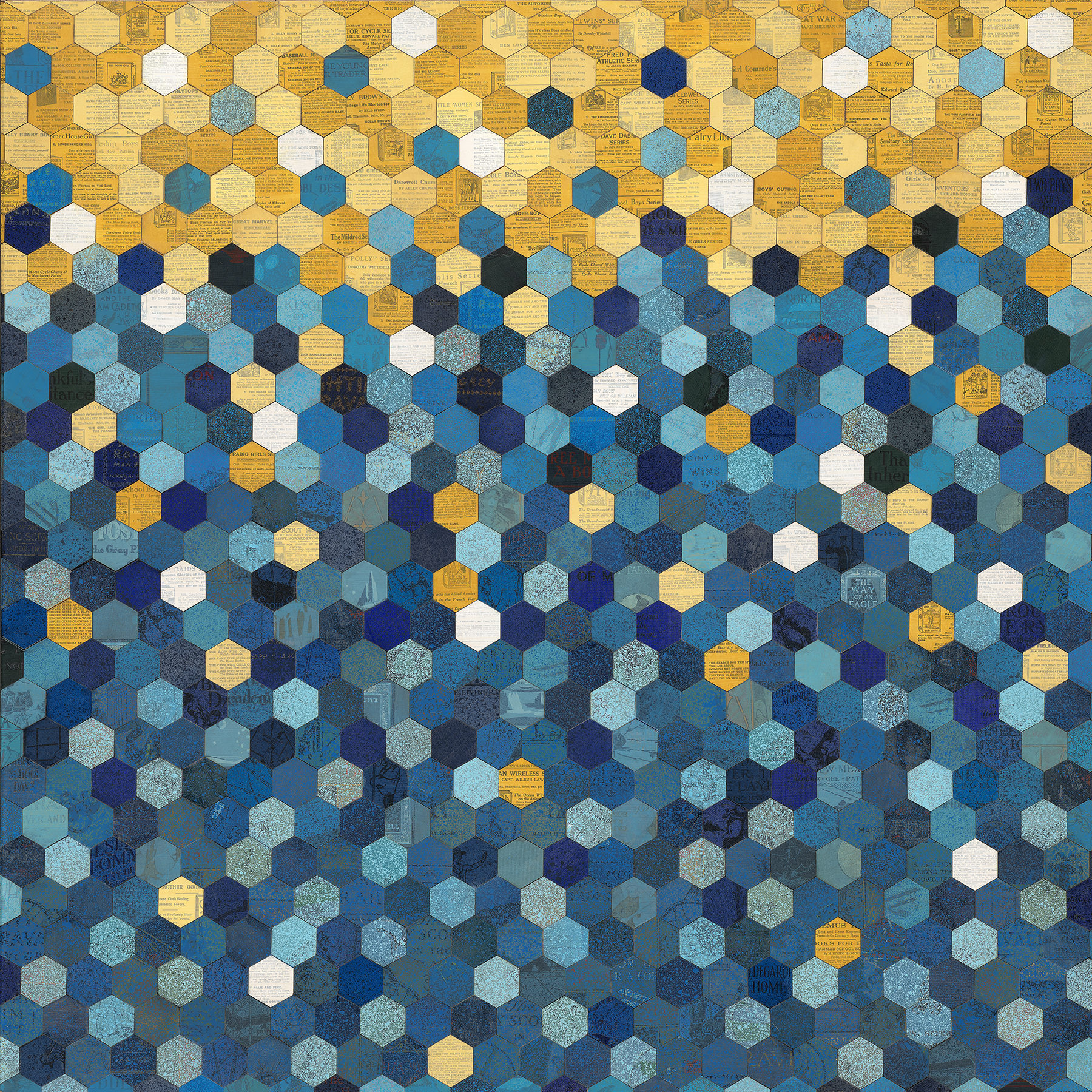 abstract pattern artwork made from repurposed books