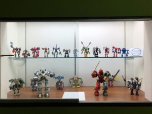 Display case of LEGO action figures