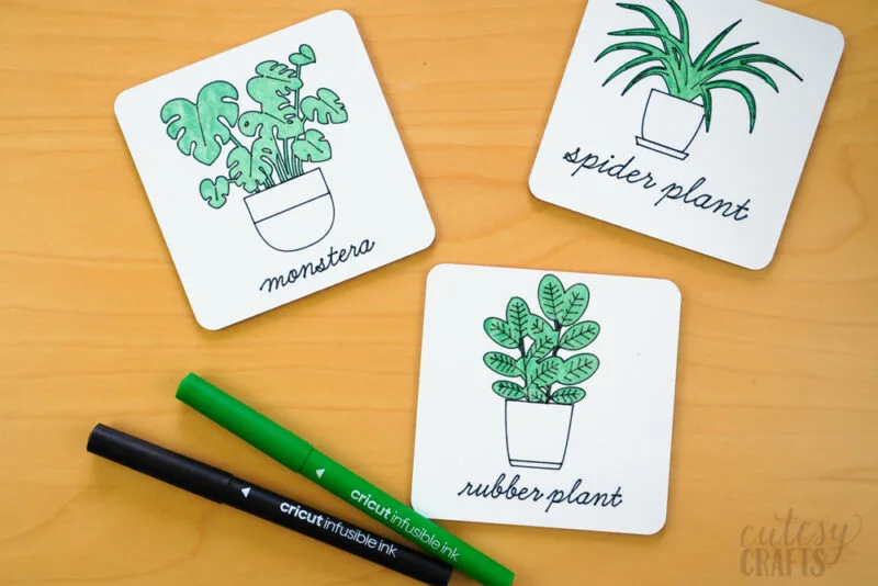 Cricut coasters with infusible ink drawings