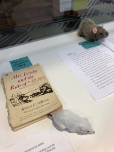 Copy of Mrs. Frisby and the Rats of NIMH and stuffed animal rats on display