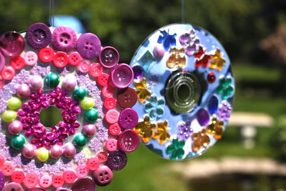 CD suncatchers decorated with gems