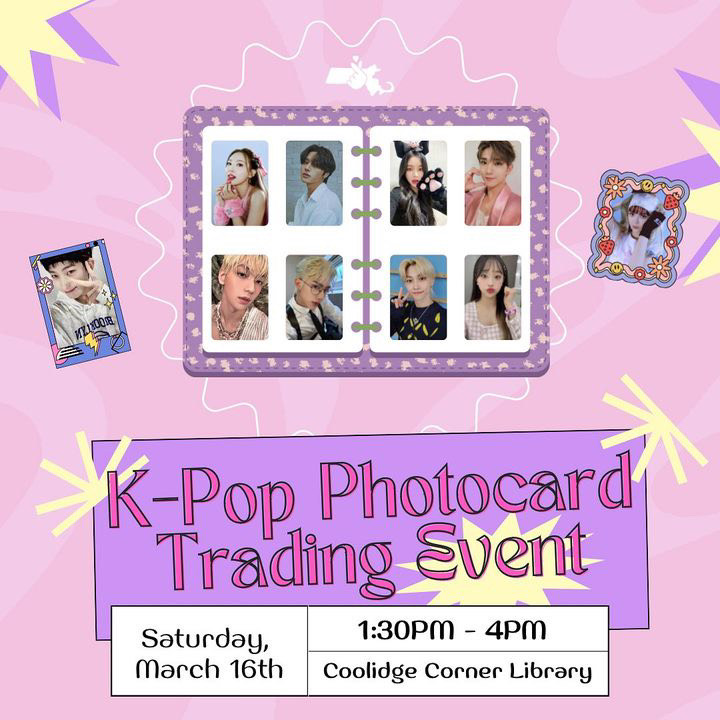 Social media square with K-Pop photocards and details of event