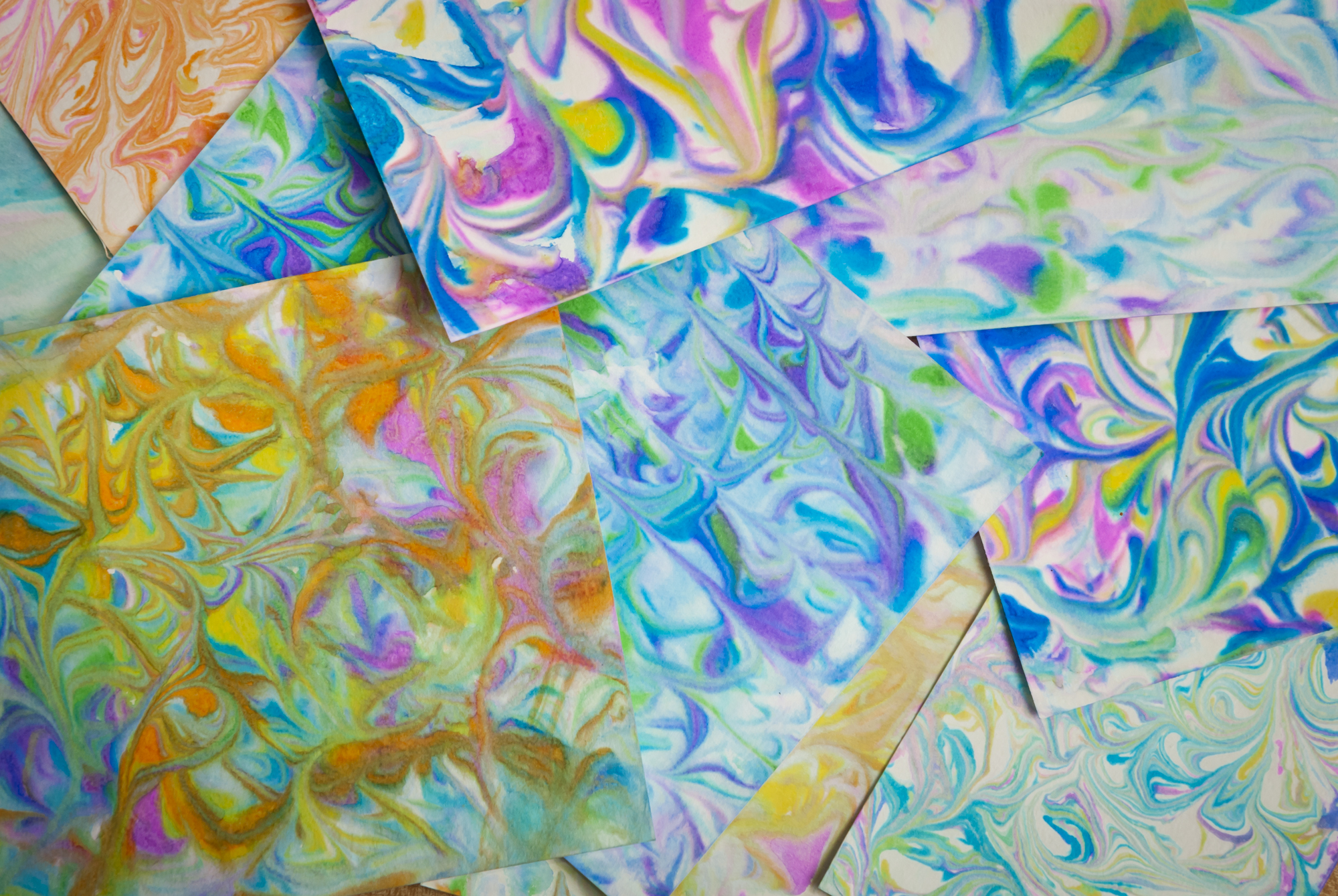 Colorful marbled papers