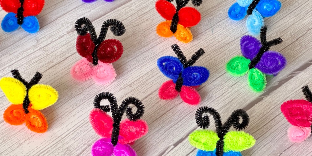 Colorful butterfly rings made from pipe cleaners