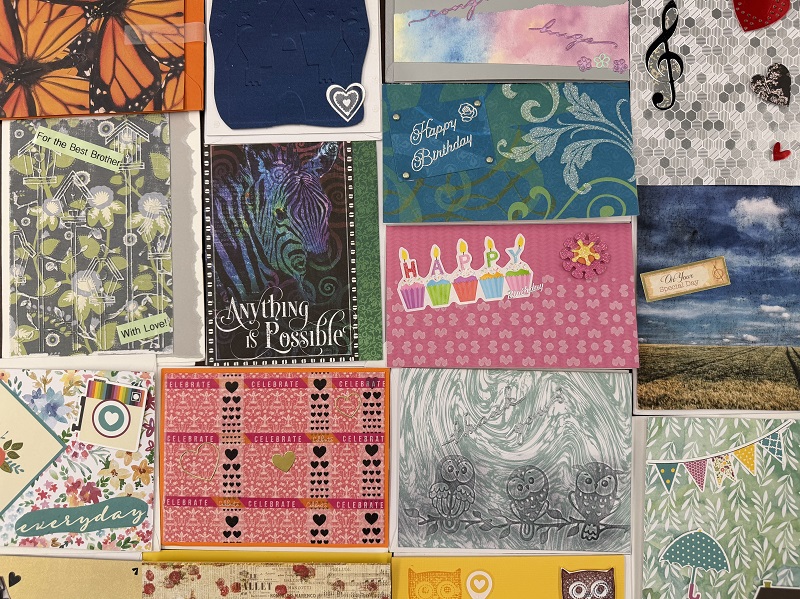 A mosaic of greeting card designs