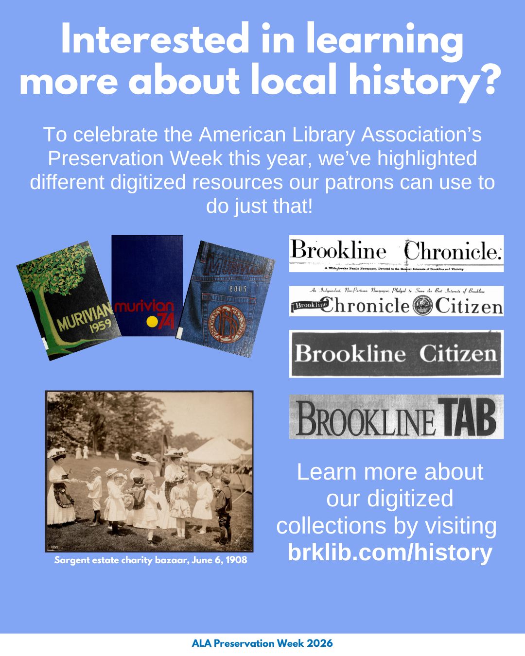 Learn more about local Brookline history at our history collections page