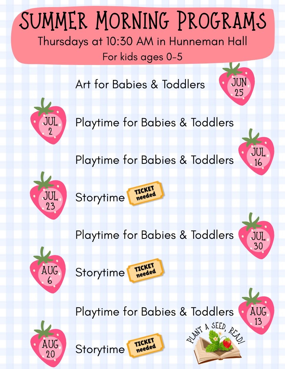 Summer Morning Programs for Babies and Toddlers on Thursdays at 10:30 AM in Brookline Village